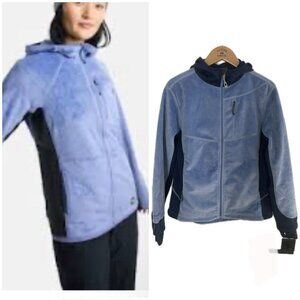 Mountain Hardwear Blue monkey Fleece Jacket hooded zipper front womens L